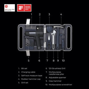 HOTO 12V Brushless Drill Tool Kit