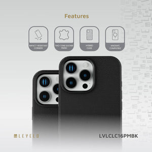 Levelo Cuir Two-Tone Leather Case for iPhone 16