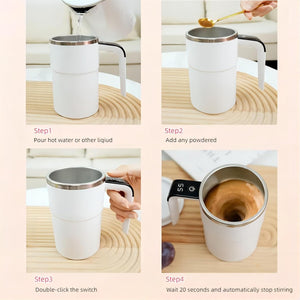PONERAIT LED Intelligent Temperature Display Self Stirring Mug