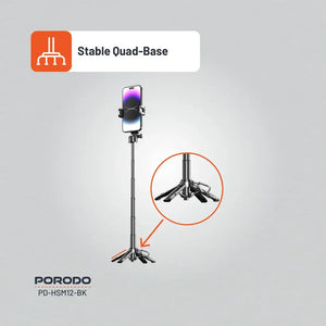 Porodo Foldable Selfie Stick with Extendable Tripod