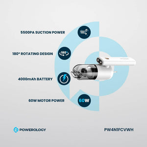 Powerology 4-in-1 180 Foldable Car Vacuum Cleaner