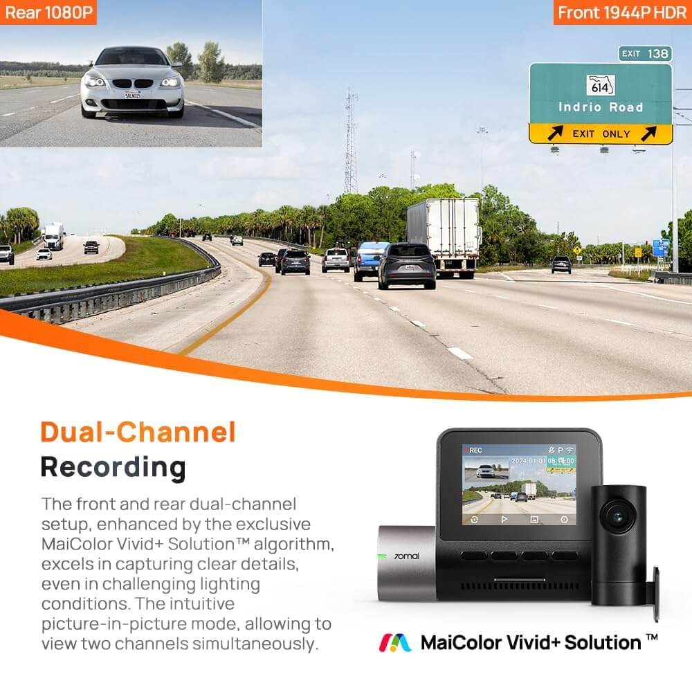  70mai A510 HDR 3K Dual Channel Dash Cam