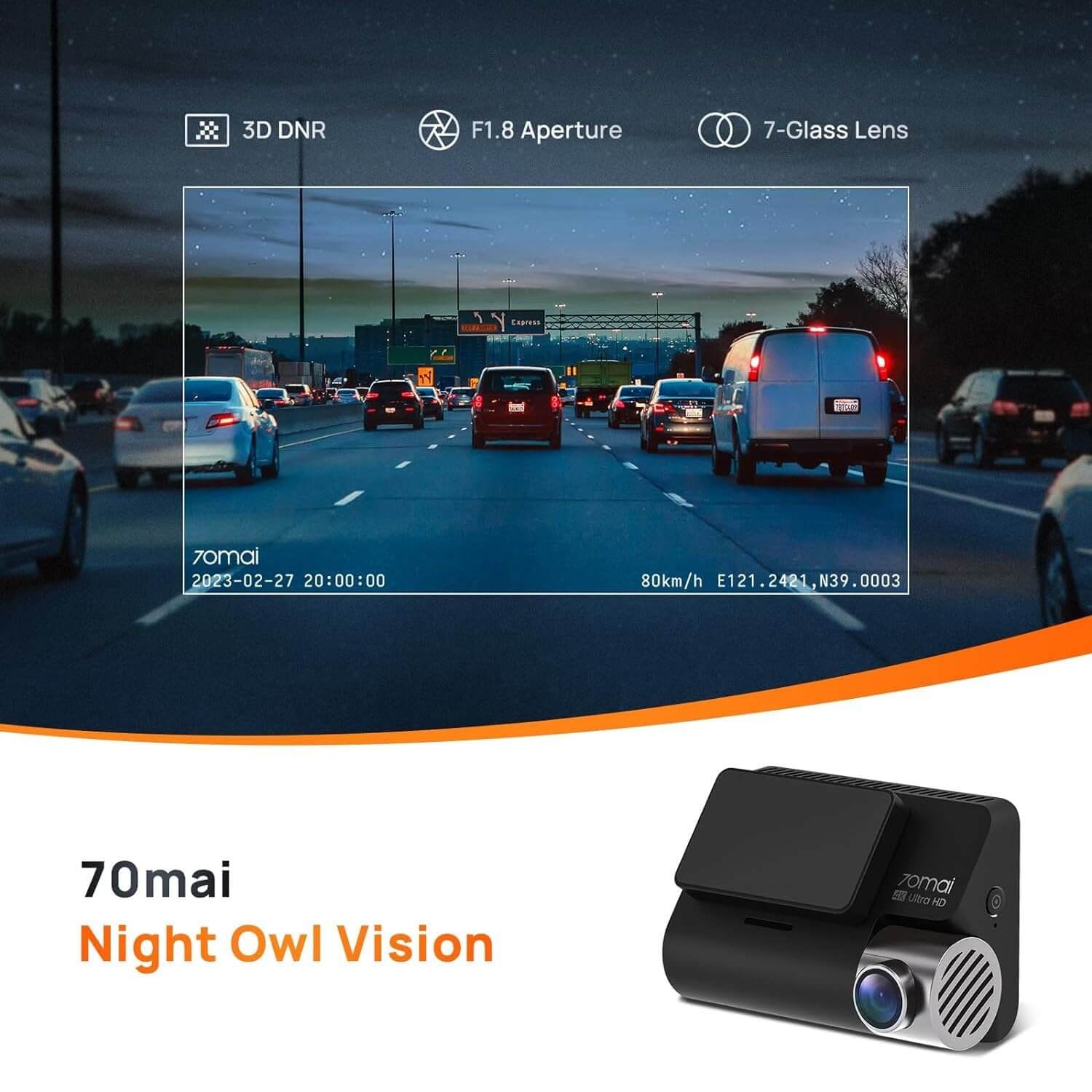  70mai A800S 4K Dual Channel Dash Camera