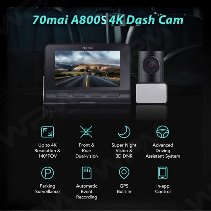 70mai A800S 4K Dual Channel Dash Camera