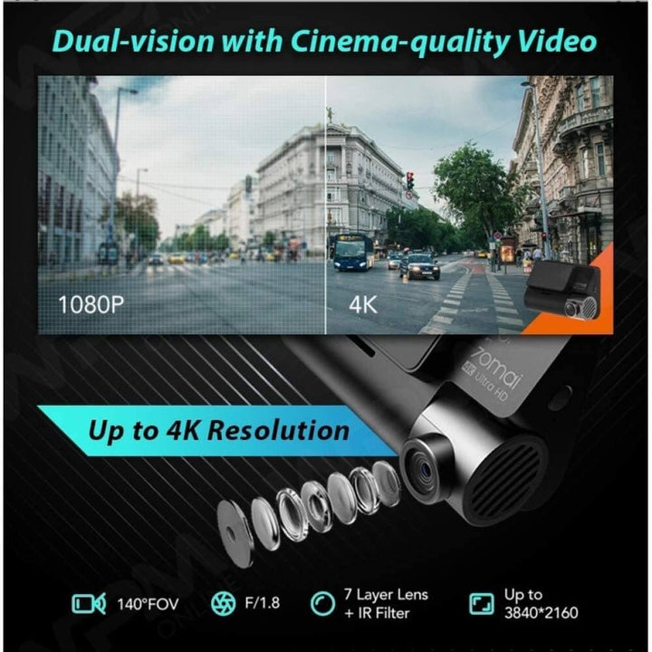 70mai A800S 4K Dual Channel Dash Camera