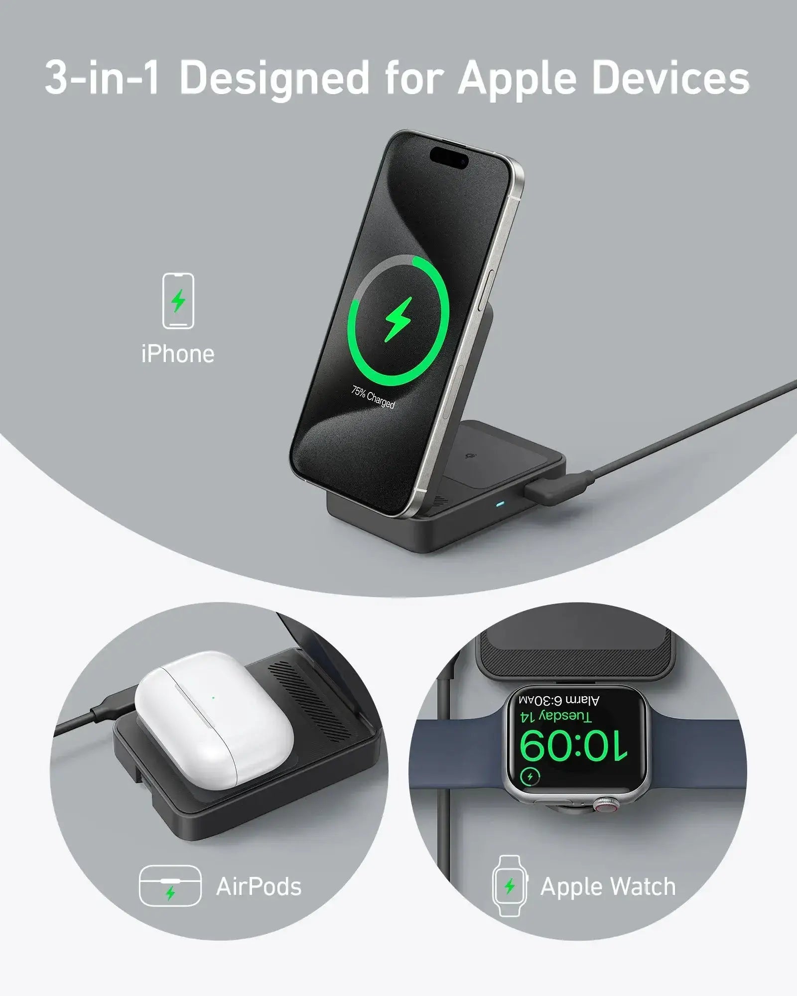  Anker MagGo 15W 3-in-1 Charging Station