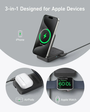  Anker MagGo 15W 3-in-1 Charging Station