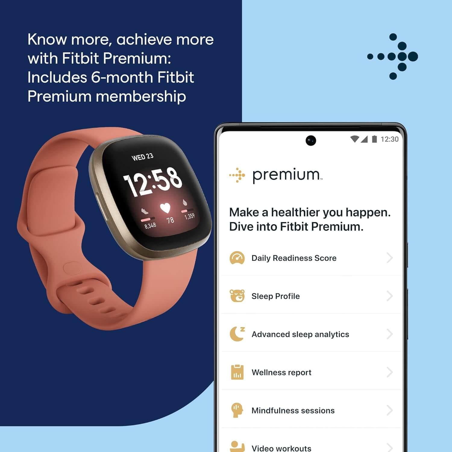  Fitbit Versa 3 Health and Fitness Smartwatch