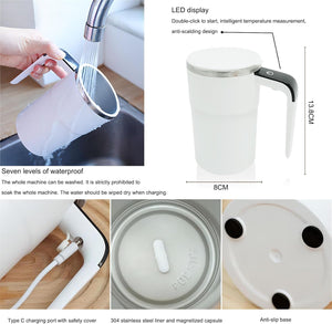  PONERAIT LED Intelligent Temperature Display Self Stirring Mug