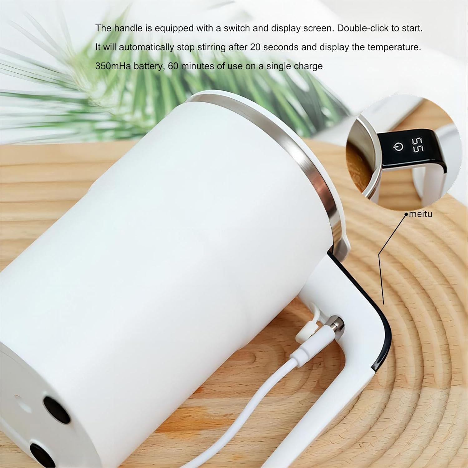  PONERAIT LED Intelligent Temperature Display Self Stirring Mug