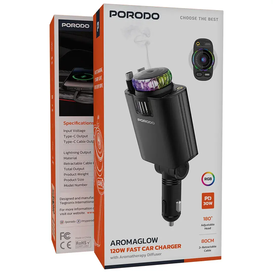  Porodo AROMAGLOW 120W Fast Car Charger