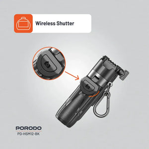 Porodo Foldable Selfie Stick with Extendable Tripod