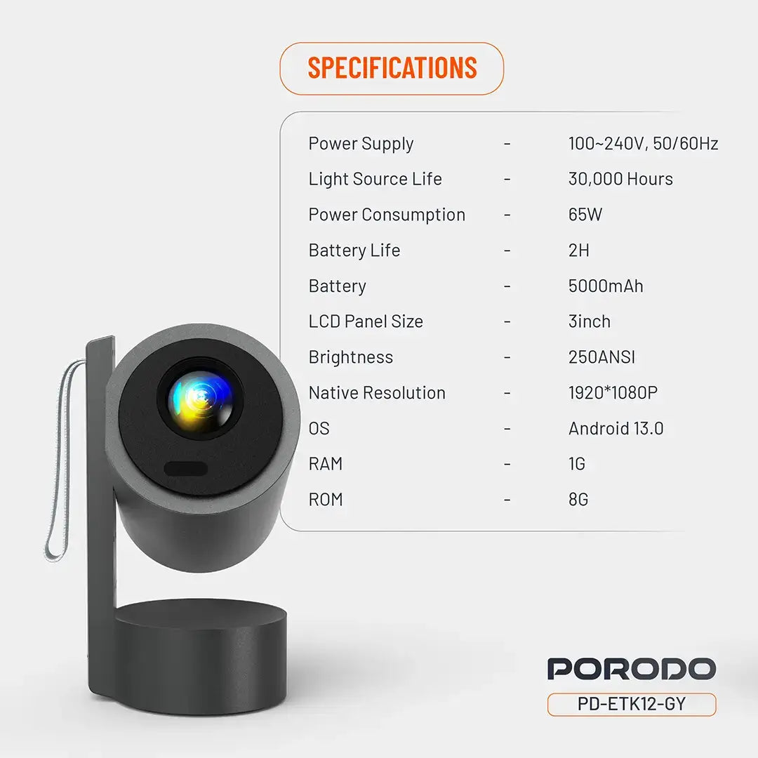  Porodo Full HD Smart Projector