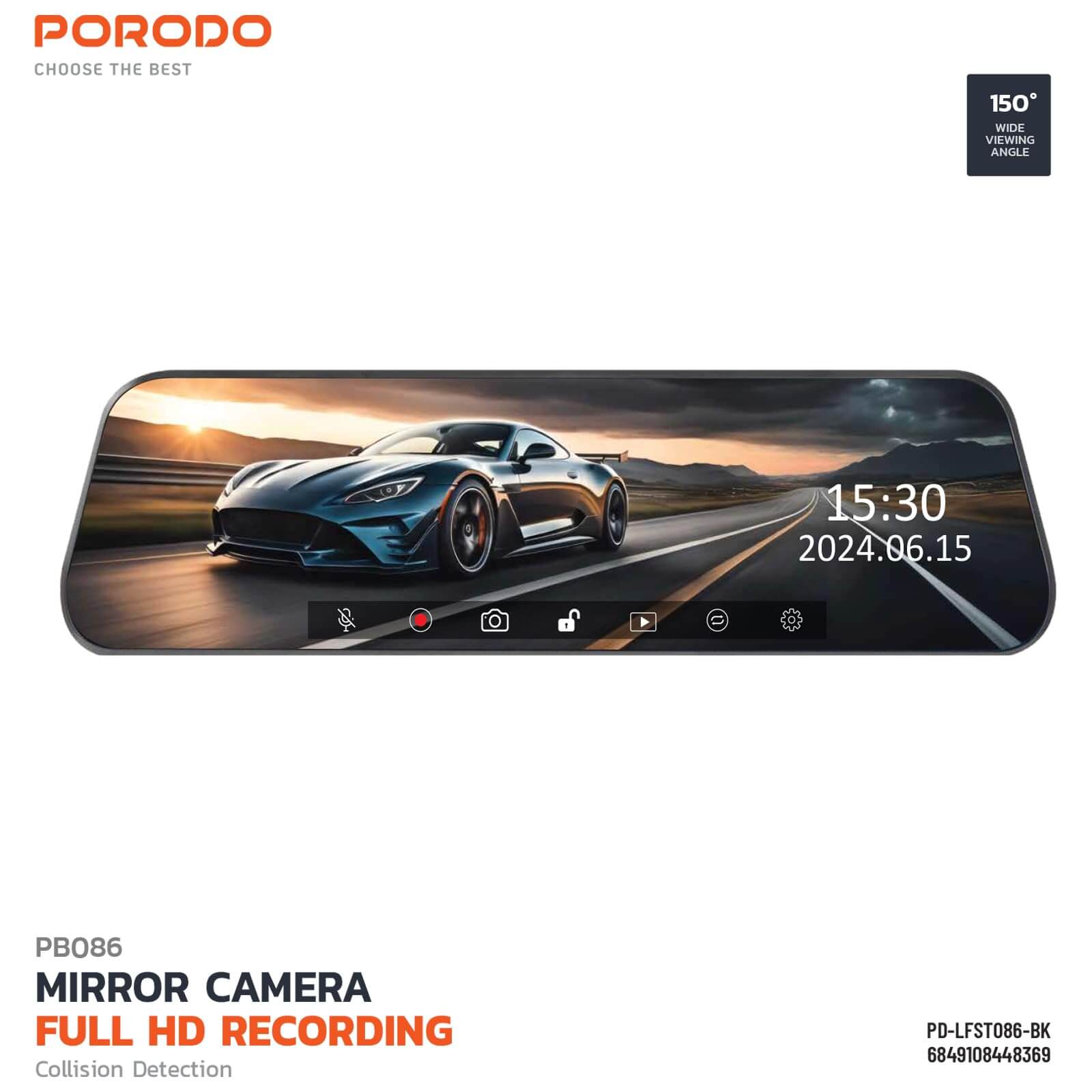  Porodo Mirror Dash Camera