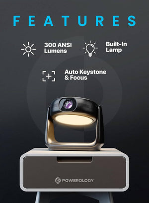  Powerology 300 ANSI Lumens Full HD Portable Projector
