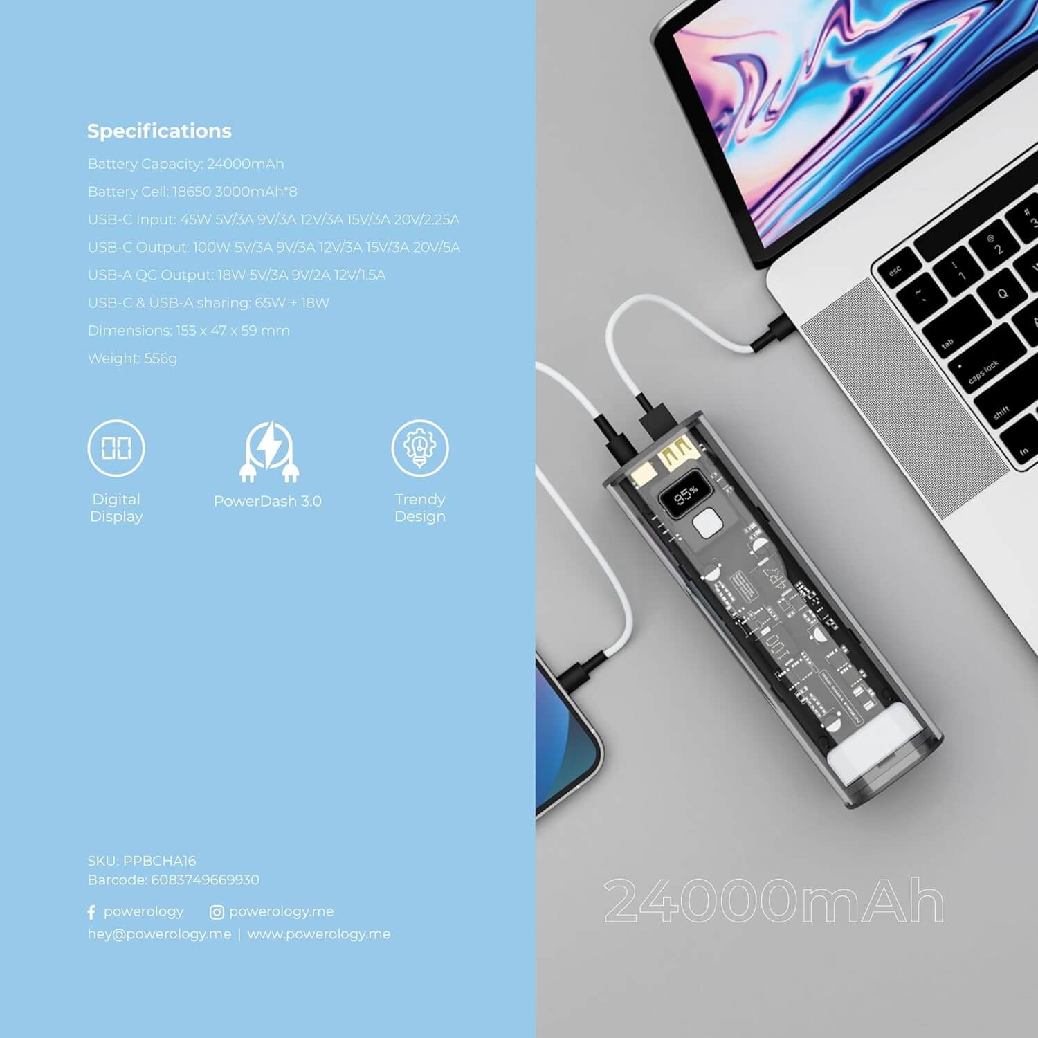  Powerology PD 100W Crystalline Series Power Bank
