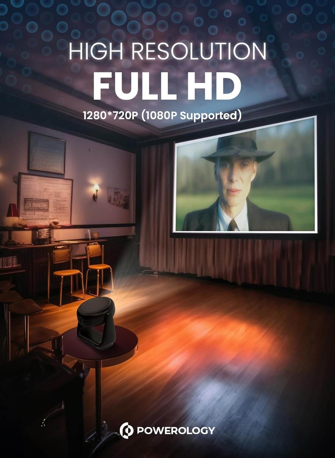 Powerology 300 ANSI Lumens Full HD Portable Projector