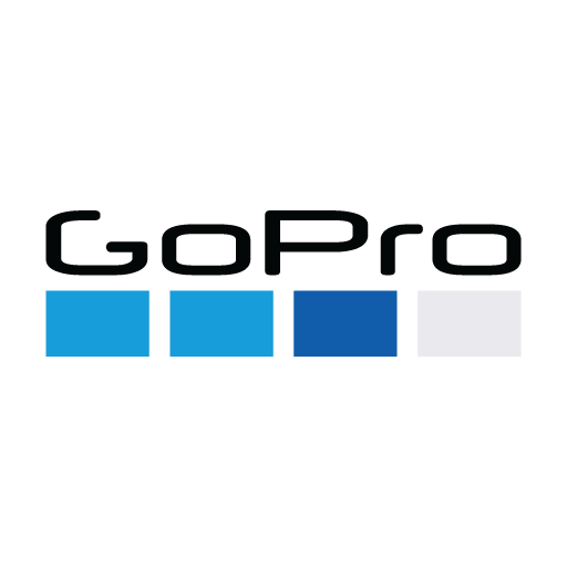 GoPro logo featuring blue color blocks, representing the brand's focus on adventure and action photography.